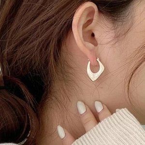 925 STERLING SILVER IRREGULAR HOOP EARRINGS, NICE EARRINGS, CUTE EARRINGS